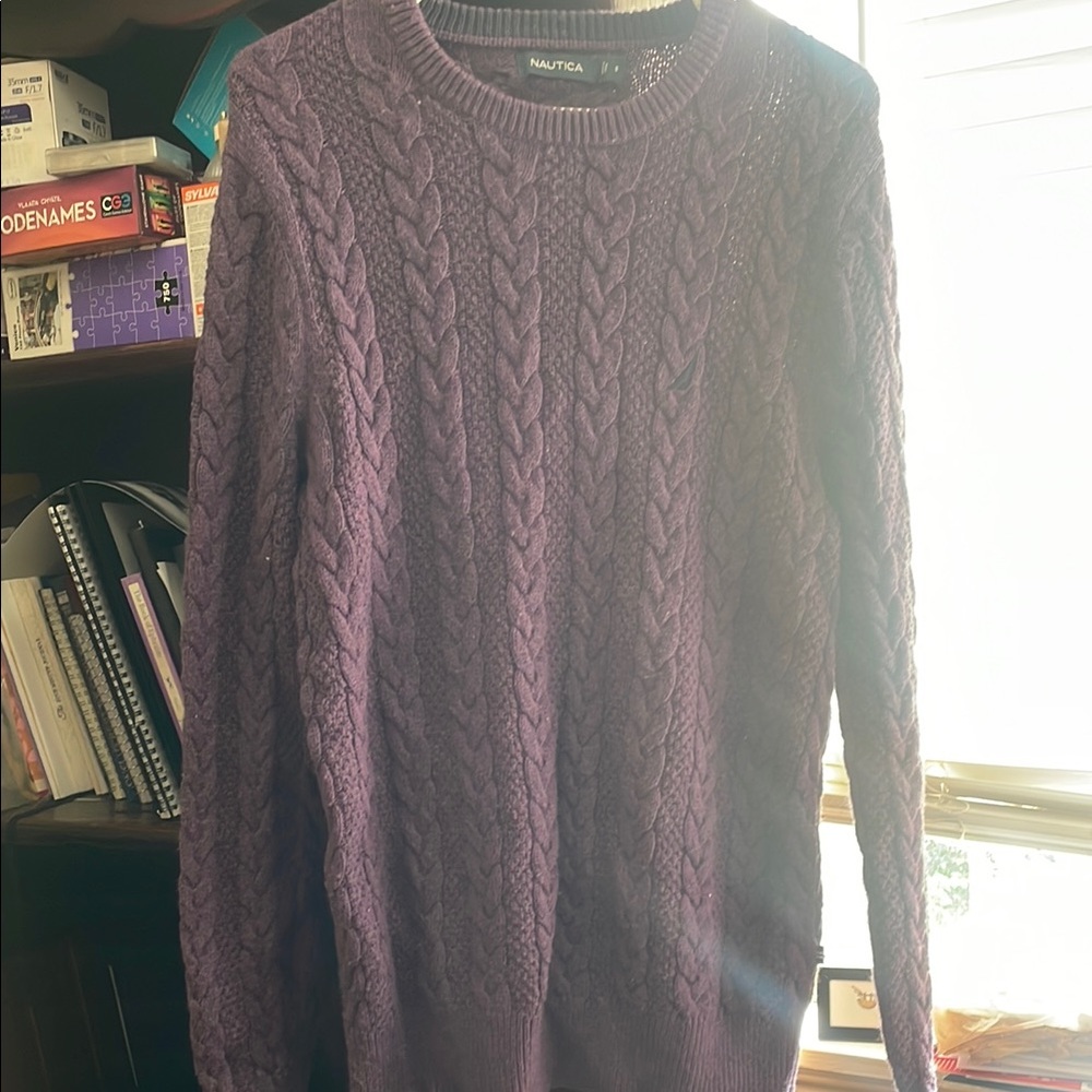 Nautica Purple Crew Neck Sweater Textured Knit